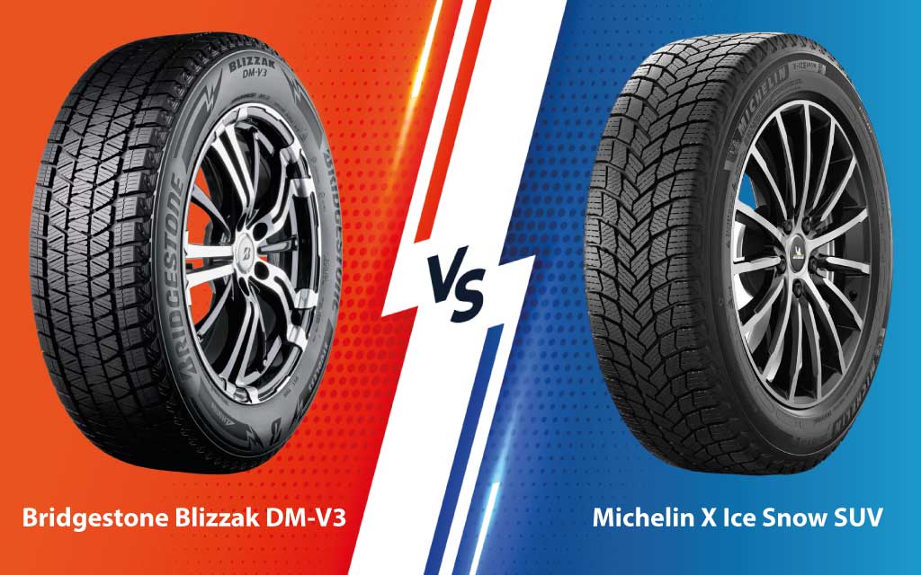 Сравнение зимней резины Bridgestone Blizzak DM-V3 SUV и Michelin X Ice Snow SUV