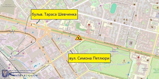 12 грудня буде частково обмежено трафік по бульвару Тараса Шевченка