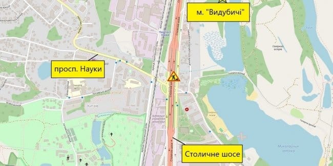 20-21 грудня частково обмежуватимуть рух шляхопроводом на примиканні проспекту Науки до Столичного шосе