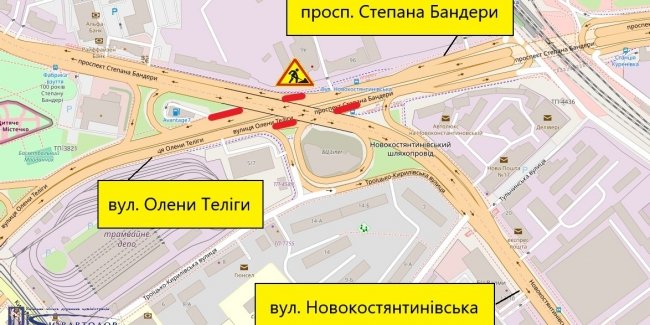 Обмежений проїзд шляхопроводом на Новокостянтинівській: з 1 по 30 квітня.