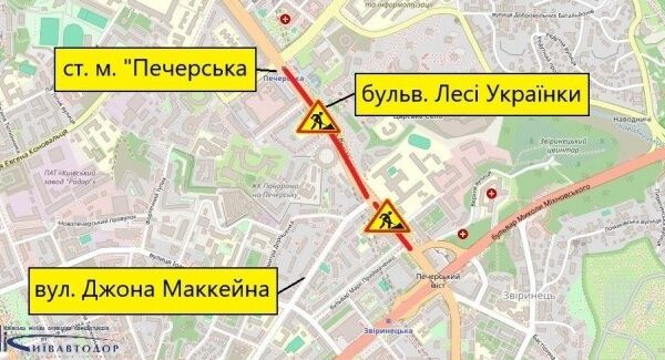З 22 червня до 15 липня обмежено рух бульваром Лесі Українки