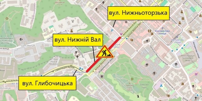 23 червня рух на вулиці Нижній Вал буде частково обмежено
