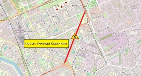 З 27 червня по 3 липня будуть частково обмежені дорожні роботи на проспекті Леоніда Каденюка