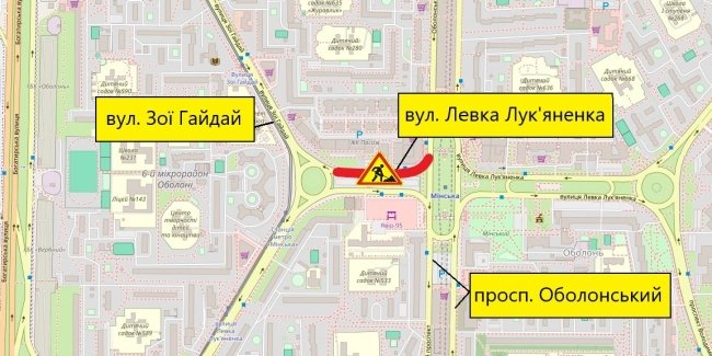 Із 30 липня до 1 вересня частково обмежуватимуть рух транспорту в Оболонському районі