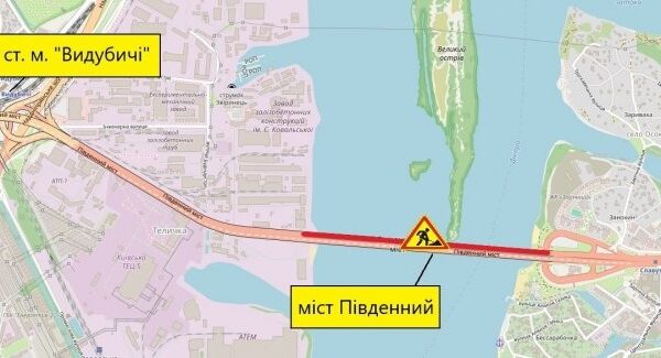 З 24 по 27 липня рух Південним мостом буде обмежено частково.