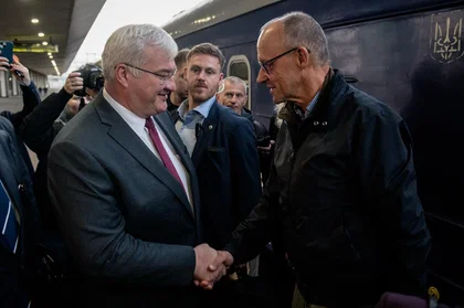 Канцлер Німеччини Олаф Шольц під час несподіваного візиту до Києва, 3 жовтня 2026 року.